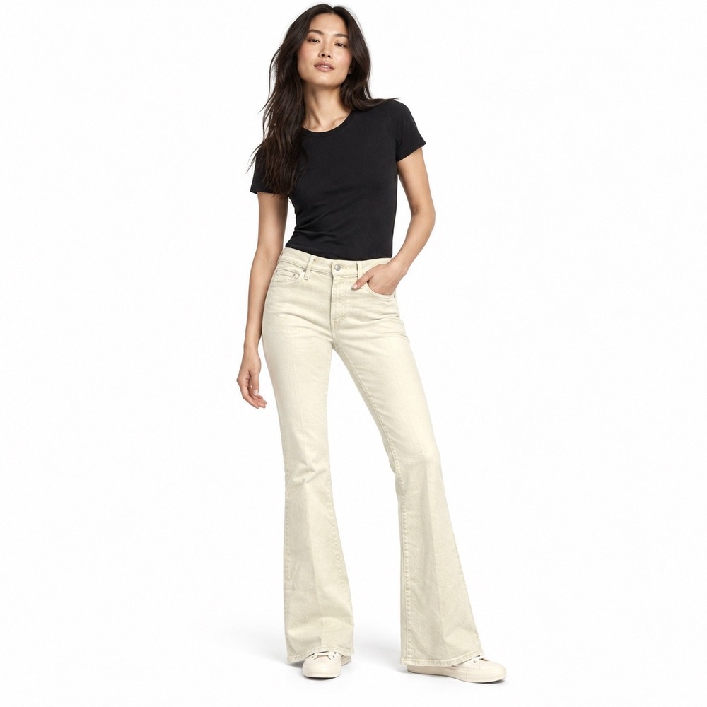 Mother The Weekender Sneak Jeans Cotton Frozen Dew Flare 70s Boho Women 31